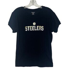 Reebok Pittsburgh Steelers TShirt Womens XL Black Fanwear Gameday